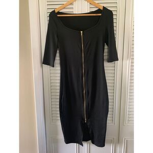 Metal Front Zipper Black Dress size S, very stretchy material